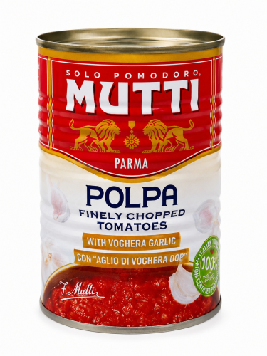 Mutti Polpa Finely Chopped Tomatoes z Czosnkiem Voghera 400 g