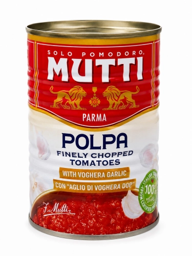 Mutti Polpa Finely Chopped Tomatoes z Czosnkiem Voghera 400 g