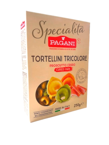 Pagani Tortellini Tricolore Prosciutto Crudo 250g Włoski Makaron Nadziewany